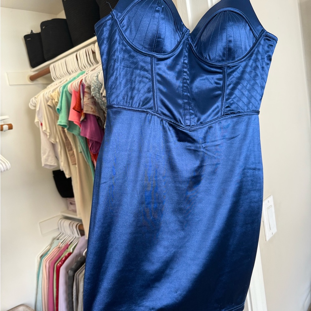 Fashion Nova Midnight Blue Satin Chemise